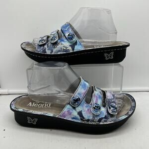 Alegria Sandals Womens 40 US 9.5-10 Fiona 3 Strap Slides Blue Leather FIO 243